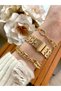 Gold Color Metal Strap Women's Wristwatch & With Bracelets - 3