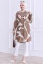 Women's Brown Patterned Cotton Shirt Tunic t 2773 - 2