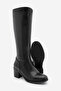 Women's Heeled Boots, Below Knee Zippered Daily Classic Boots Yovar Black - 7