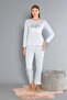 Long Sleeve Crew Neck Pajama Set - Summer Heart Pattern Soft Milan Fabric - 59-01 (M, L - 3