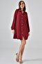 Burgundy Women's Shirt Collar Wooden Buttoned Collage Elastic Aerobin Woven Tunic - Regular Fit - 6