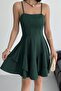 Slim Strap Skirt with Layer Detail Emerald Evening Dress Graduation Dress - 5