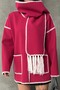 Embroidered soft knit cardigan jacket with scarf detail - fuchsia - 3