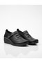 Luxury Leather Black Women's Wedge Heeled Oxford Shoes 4cm - 5