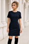 Navy Blue Women's Midi Lace Dress - 4