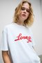 Lusuta Women's Soft and Flexible Fabric Printed Detail Crew Neck White T-Shirt - 3