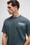 Vortex Men's Embroidered Chest and Printed Back 100% Organic Cotton Oversize Fit Crew Neck Anthracite T-Shirt - 5