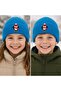 Blue Wool Children's Beanie with New Year's Penguin Animal Figure and Punch Detail - 3