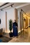 Navy Blue Sare Evening Dress - 2
