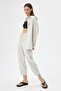 Stone Linen Shirt Harem Pants Two-Piece Set - 4