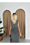 Gray Polyviscose Pocket Vest Slit Pencil Skirt Set - 4