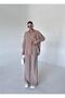 Stone Color Draped Modal Trousers Set - 3