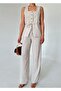 Stone Color Square Neck Vest Pants Set - 6