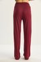 Women's Burgundy Crew Neck Long Sleeve Top Ribbed Elastic Waist Loose Pants Modal Set 9401 60283624 - 7