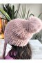 Girl's Long Pompom Ear-Covering Beanie Plush Puff Puff Soft Powder - 5