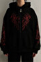 Gothic Printed Oversize Zippered Black Unisex Hooded Cardigan