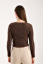Women's Square Neck Knitwear Brown Blouse - 7
