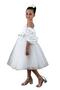 Girl's Square Neck Zero Sleeve Skirt Tulle Fluffy Satin Oversleeve Detailed White Evening Dress - 7