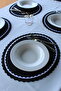 American Service 6-Piece Linen Black and White Embroidered Oval Supla Luxury Dining Table Set - 2