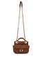 Women's Faux Leather Camel Shoulder Bag - 6