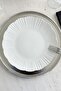 Aura Silver 6-Person 27 cm Premium Porcelain Dinner Plate Set - 2