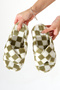 Women's Green Crocodile Patterned Cross Plush House Slippers - 3