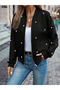 New Season Women's Long Sleeve Short Jacket Modal Fabric Front Zipper and Pearls - 4