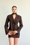 High-Waisted Mini Skirt with a Fitted Waist, Cross-Button Neckline, and Belt Design Blazer Jacket, a Stylish Two-Piece Set. - 4