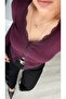 Plum Lace Buttoned Knit Blouse - 2