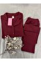 Sofliş Burgundy Winter Thermal Merlin Fabric Pajama Set