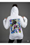 Lenithra Astronaut Pop Art Back Printed Unisex Oversize White Hoodie - 3