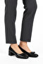 Black Leather Bow Ribbon Women's Heeled Shoes 519081 Z