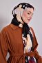 Black-Red Floral Pattern Twill Shawl - 2