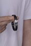 Double Color Classic Model Men's Leather Bracelet with Steel Apparatus - 3