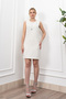 Women's Winter Ecru Fleto Dress with Ornamental Pocket and Button Detail, Stylish, Daily, Comfortable 50340