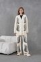 Women's Beaded and Embroidered Wide-Fit Knitwear Cardigan and Pants Top and Bottom Set