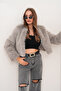 Crop Boy Basic Collar Feather Jacket - 7