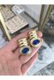 Special Series Gold Detailed Navy Blue Earrings - 2