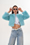 Crop Boy Basic Collar Feather Jacket - 2