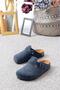 Unisex Winter Closed-Front Cork Sole Orthopedic Felt Daily House Slippers Navy Blue - 3