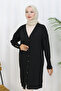 Self-Stripe Long Mercerized Cardigan N3179 Black - 3