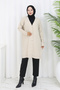 Self-Stripe Long Mercerized Cardigan N3179 Stone Color
