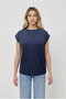 Navy Blue Crew Neck Glitter Short Sleeve Women's T-Shirt