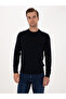 Navy Blue Slim Fit Wool Blend Crew Neck Knitwear Sweater 50311869-Vr033 - 3