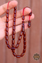 Brown Capsule Cut System Tassel Crimped Amber Prayer Beads 201024540