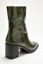 Chara Green Print Women's Thick Heeled Boots - 5