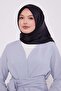 وشاح حريري بنمط منقوش باللون الأزرق الداكن - 3