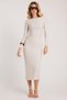 Women's Slim Fit Slim Fit Crew Neck Beige Dress - 4