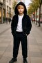 Black Tracksuit Bottoms Suitable for School and Daily Use Double Face Elastic Leg Opening Girls Boys Unisex - 3