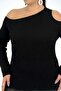 333072 Women's Plus Size Boat Neck Off-The-Shoulder Blouse Black - 3